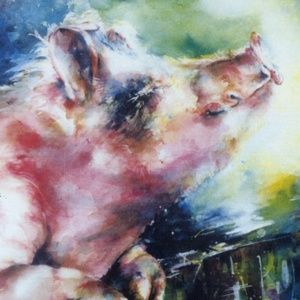 Pig Print In Lightweight Presentation Mat - Charlie